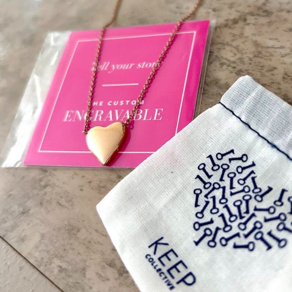 KEEP Collective Rose Gold Engraved/Engravable Heart Necklace